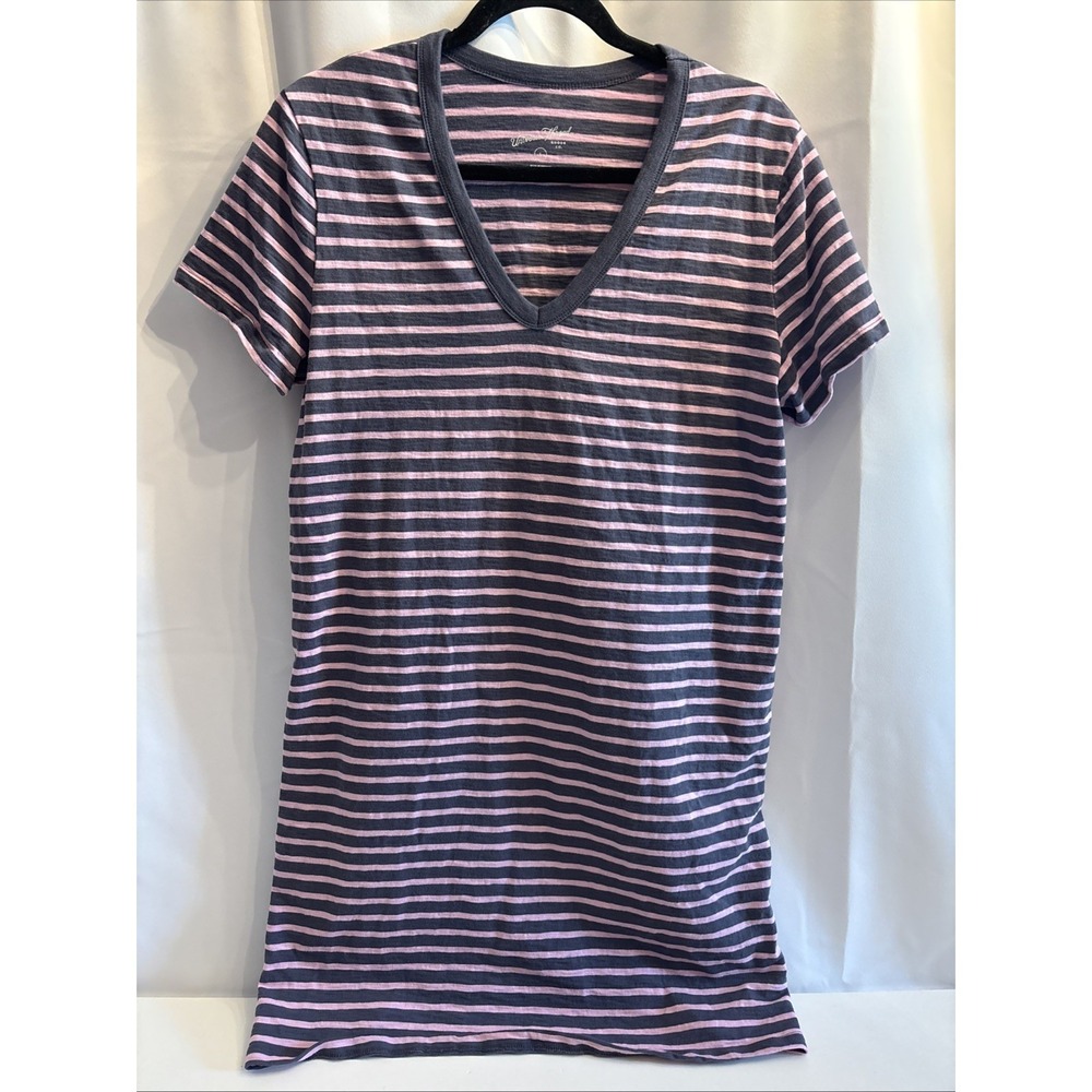 Universal Thread Ladies L Pink & Blue V-Neck Night Shirt / T-shirt Dress Cotton